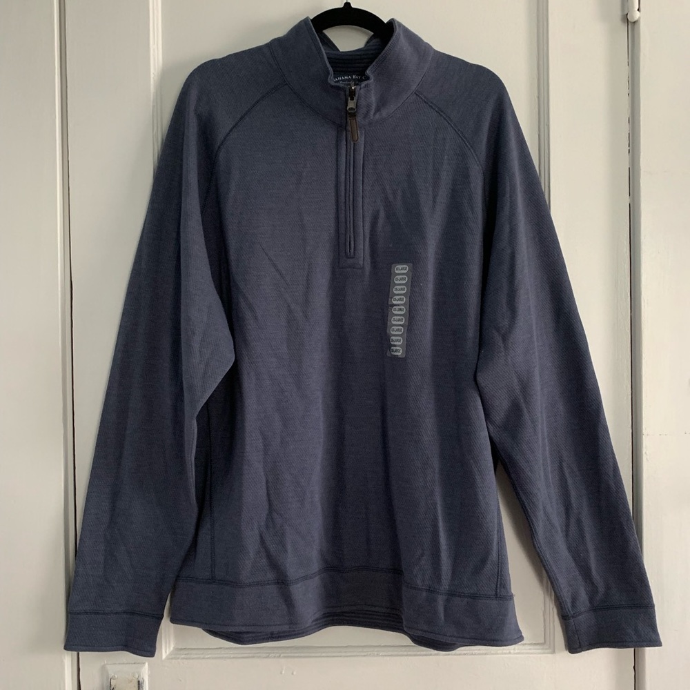 Blue half-zip pullover sweatshirt